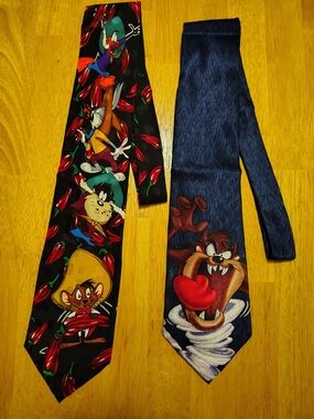 Looney Tunes Necktie Lot Mens OS Multicolor Vintage 90s Silk Taz Speedy Gonzales